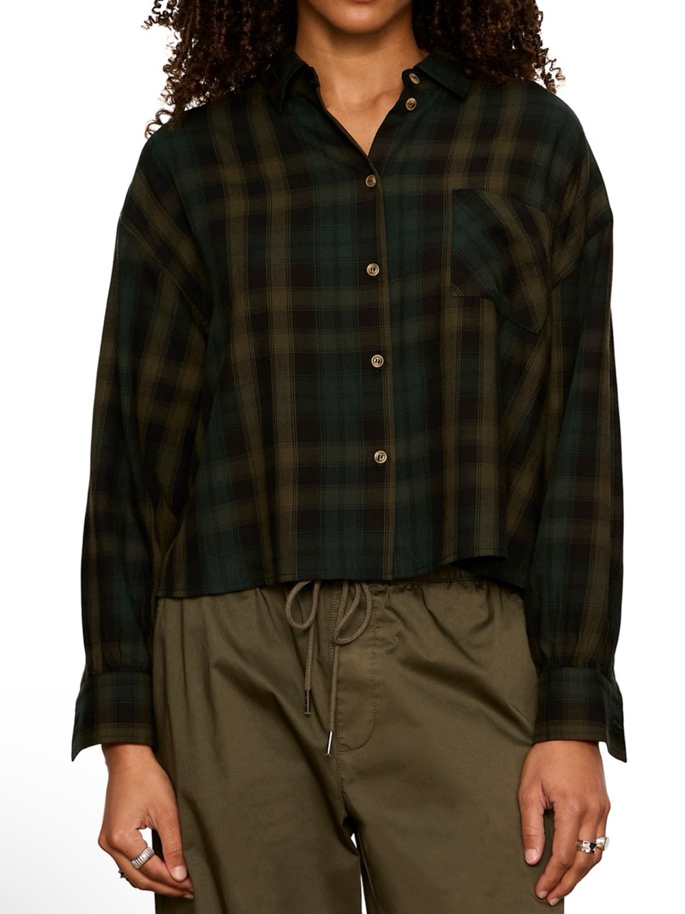 Free People Dark Plaid Button-Down Shirt Sz S NWT Fall 2026 $146